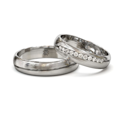 Argollas de Matrimonio Wave Media Caña W Oro Blanco 18kt o Platino Alternative view of Argollas de Matrimonio Wave Media Caña W Oro Blanco 18kt o Platino