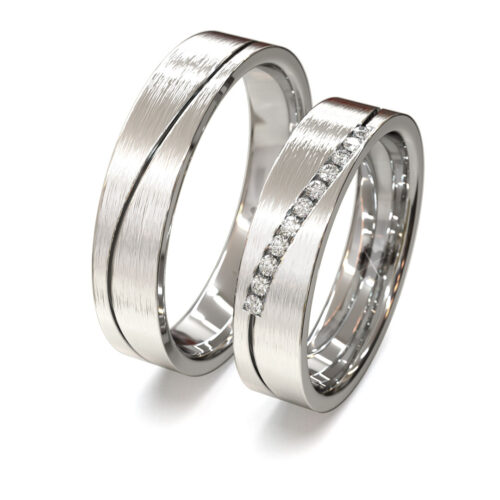 Argollas de Matrimonio Wave Plana W Oro Blanco 18kt o Platino Argollas de Matrimonio Wave Plana W Oro Blanco 18kt o Platino