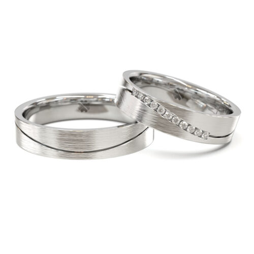 Argollas de Matrimonio Wave Plana W Oro Blanco 18kt o Platino Alternative view of Argollas de Matrimonio Wave Plana W Oro Blanco 18kt o Platino
