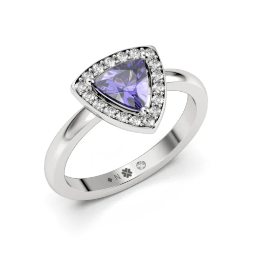 Anillo de Compromiso Halo Alma Platino Zafiro Anillo de Compromiso Halo Alma Platino Zafiro