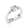 Anillo de Compromiso Tricillo Ámbar Platino Diamante Corte Brillante Anillo de Compromiso Tricillo Ámbar Platino Diamante Corte Brillante