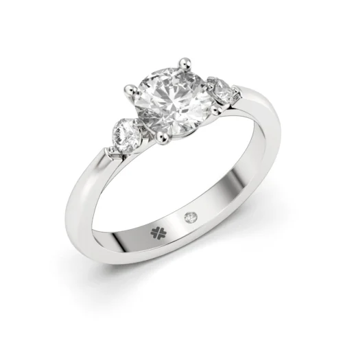 Anillo de Compromiso Tricillo Ámbar Platino Diamante Corte Brillante