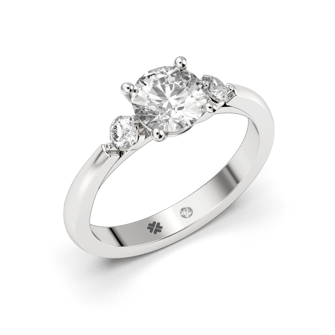 Anillo de Compromiso Tricillo Ámbar Platino Diamante Corte Brillante Anillo de Compromiso Tricillo Ámbar Platino Diamante Corte Brillante