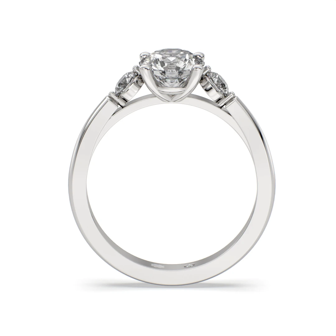 Anillo de Compromiso Tricillo Ámbar Platino Diamante Corte Brillante Anillo de Compromiso Tricillo Ámbar Platino Diamante Corte Brillante - Imagen 6