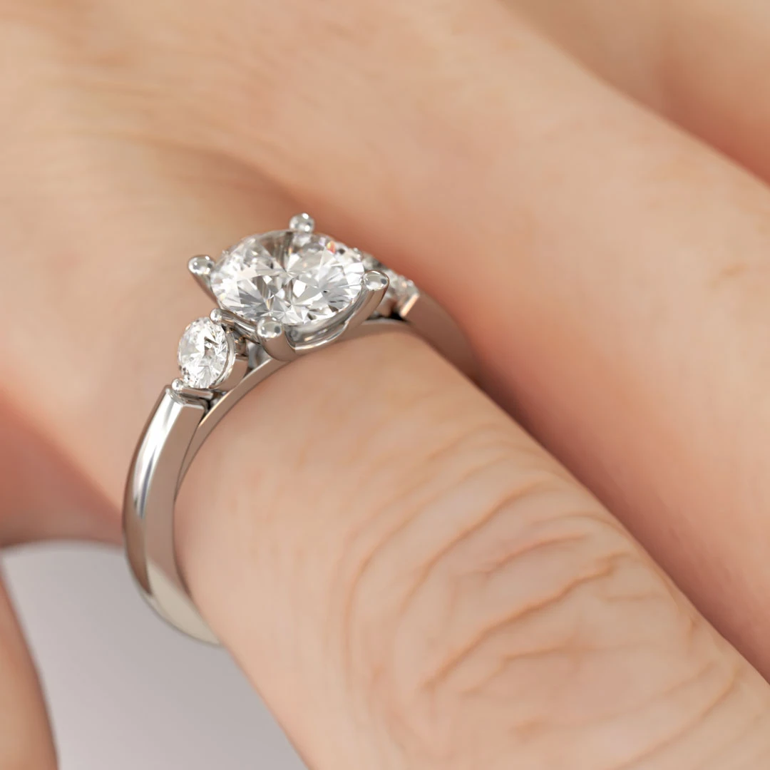 Anillo de Compromiso Tricillo Ámbar Platino Diamante Corte Brillante Anillo de Compromiso Tricillo Ámbar Platino Diamante Corte Brillante - Imagen 4