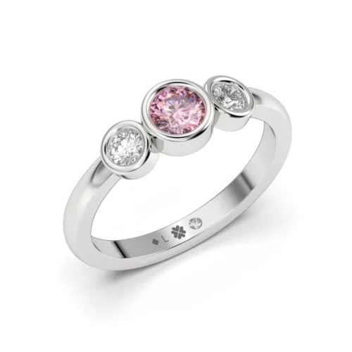 Anillo de Compromiso Tricillo Celestial Platino Diamante Corte Brillante