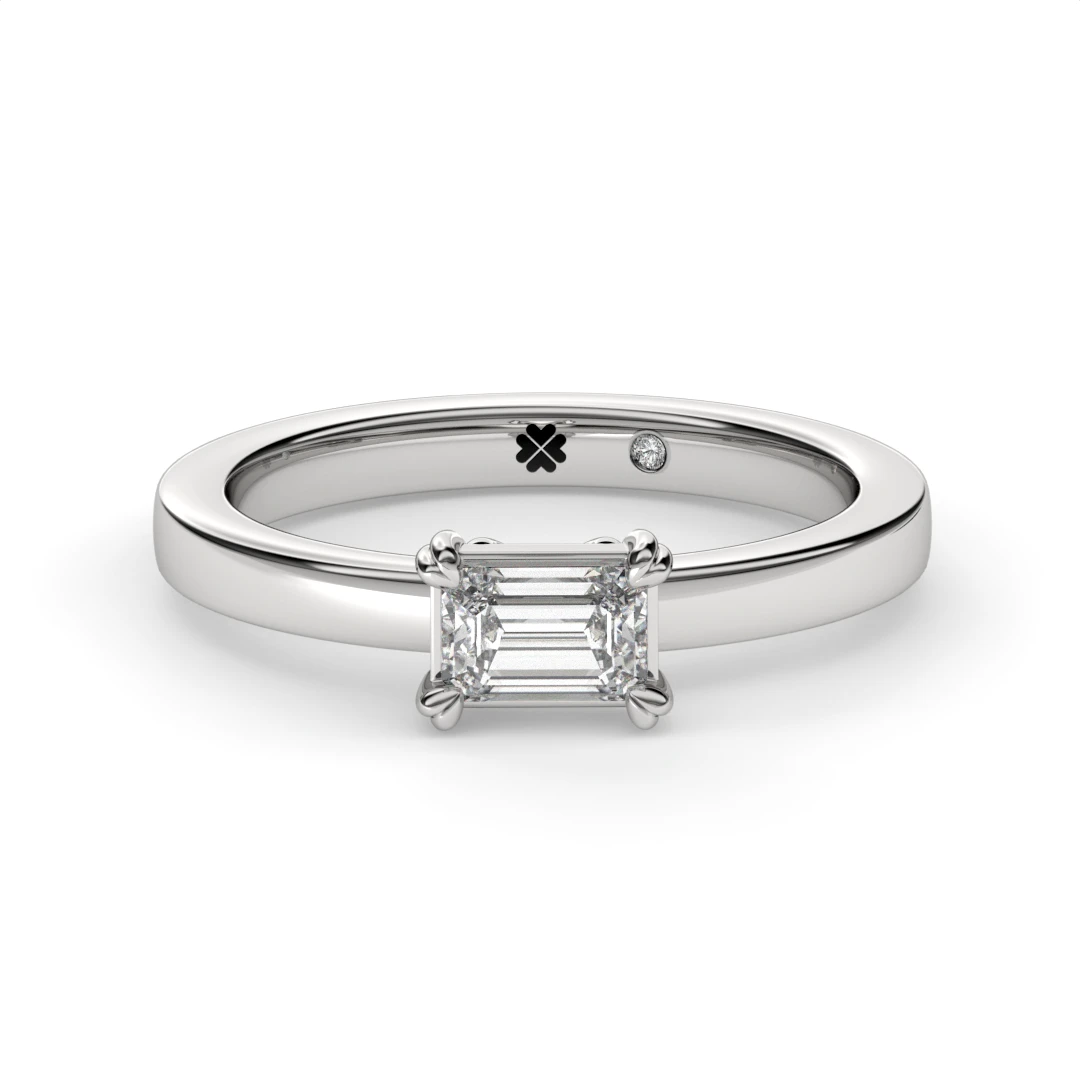 Anillo de Compromiso Solitario Comienzo Platino Diamante Corte Esmeralda Anillo de Compromiso Solitario Comienzo Platino Diamante Corte Esmeralda - Imagen 5