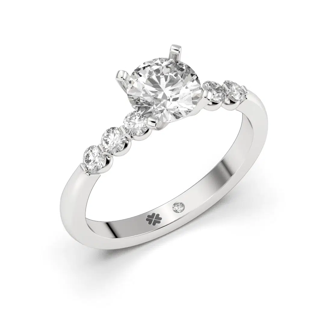 Anillo de Compromiso Solitario Consonancia Platino Diamante Corte Brillante Anillo de Compromiso Solitario Consonancia Platino Diamante Corte Brillante