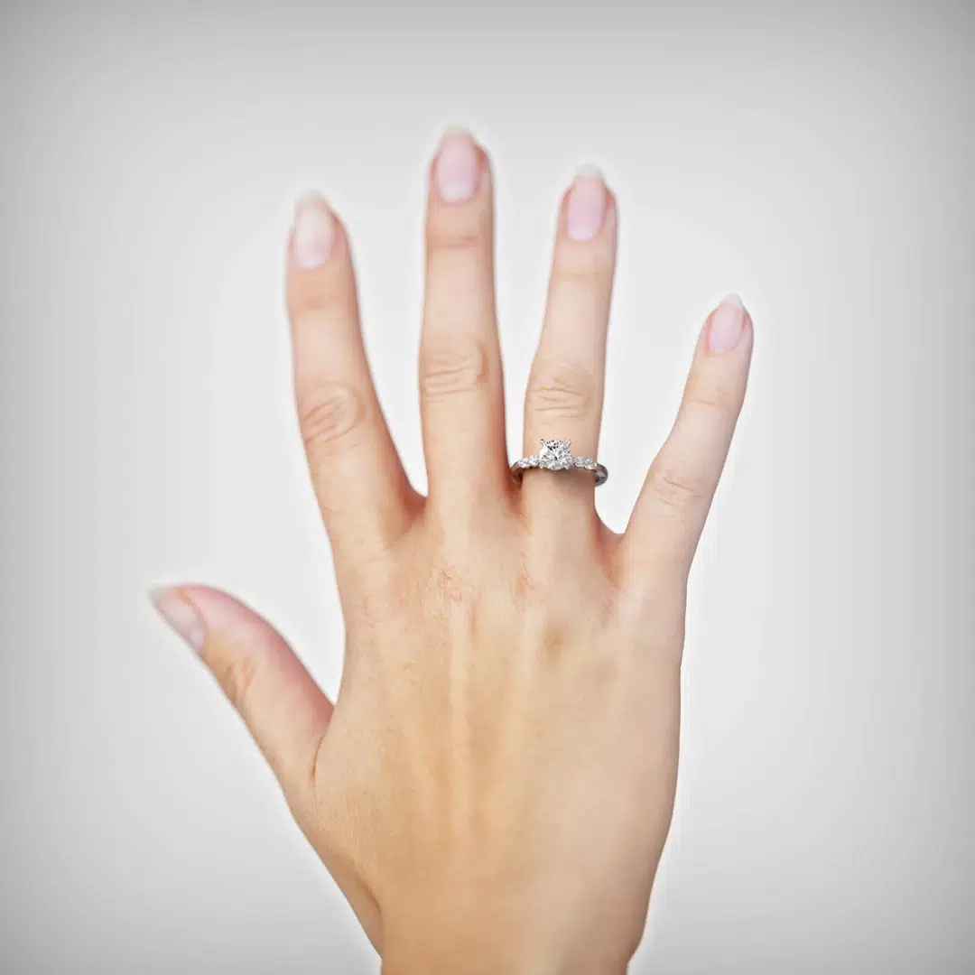 Anillo de Compromiso Solitario Consonancia Platino Diamante Corte Brillante Anillo de Compromiso Solitario Consonancia Platino Diamante Corte Brillante - Imagen 2