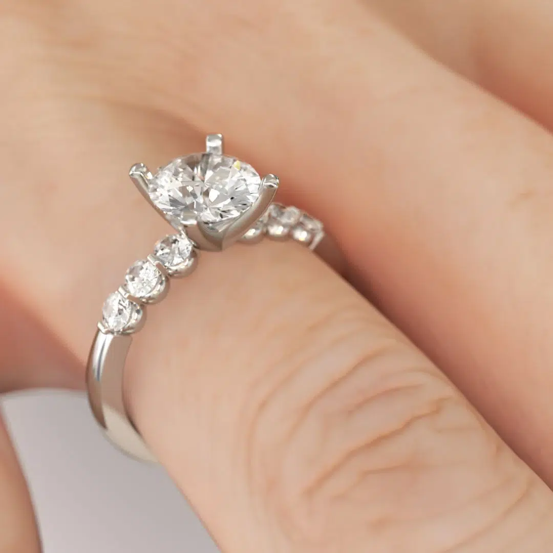 Anillo de Compromiso Solitario Consonancia Platino Diamante Corte Brillante Anillo de Compromiso Solitario Consonancia Platino Diamante Corte Brillante - Imagen 4