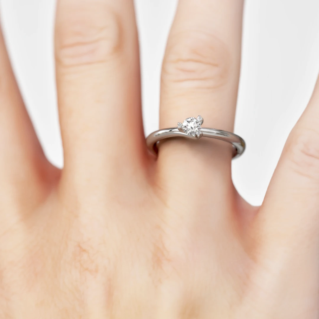 Anillo de Compromiso Solitario Contigo Platino Diamante Corte Brillante Anillo de Compromiso Solitario Contigo Platino Diamante Corte Brillante - Imagen 3