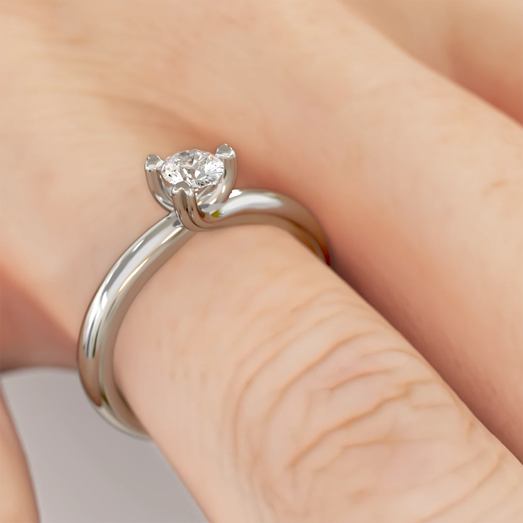 Anillo de Compromiso Solitario Contigo Platino Diamante Corte Brillante Anillo de Compromiso Solitario Contigo Platino Diamante Corte Brillante - Imagen 4