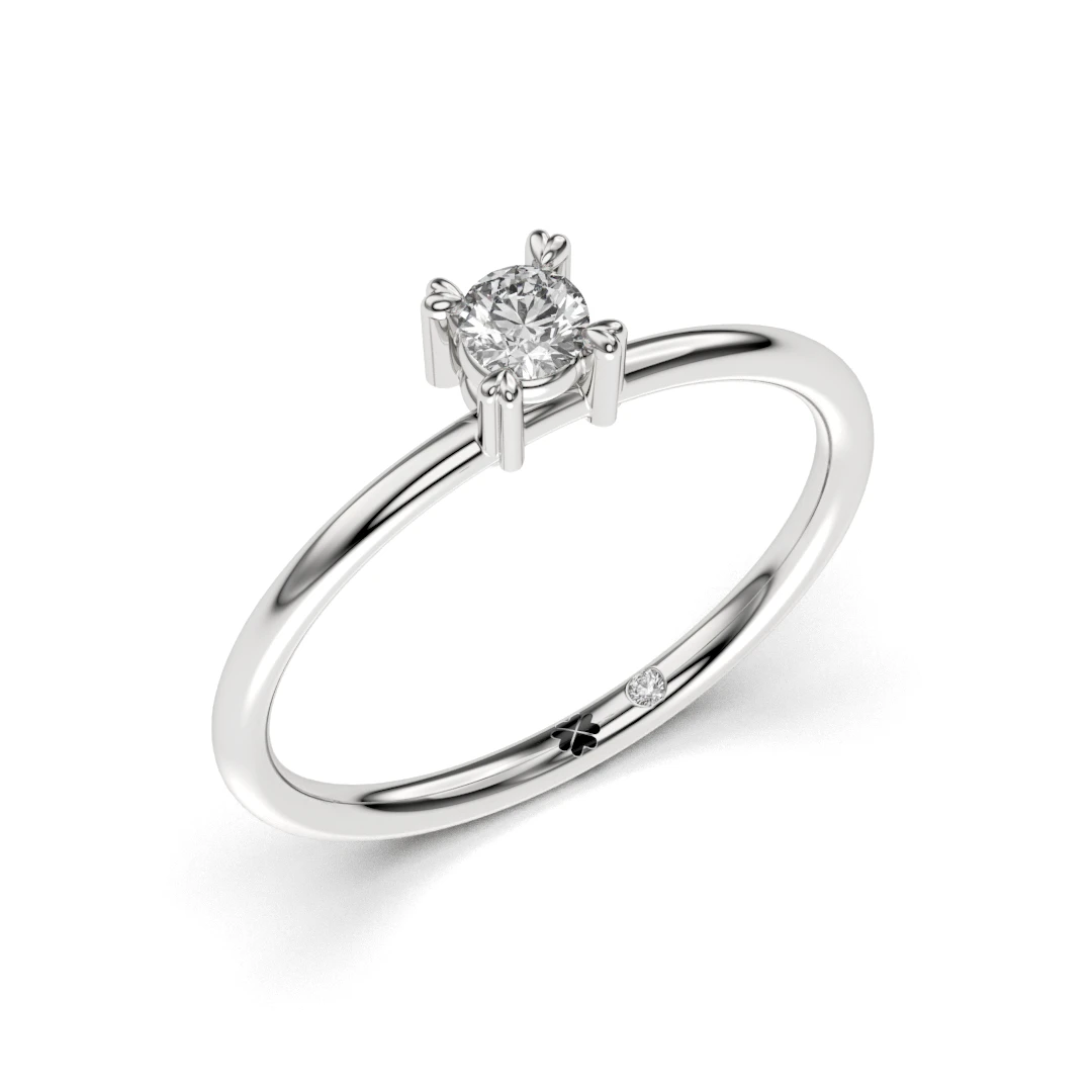 Anillo de Compromiso Solitario Deseo Platino Diamante Corte Brillante Anillo de Compromiso Solitario Deseo Platino Diamante Corte Brillante