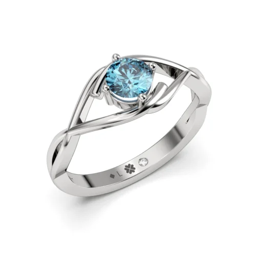 Anillo de Compromiso Solitario Destello Platino Diamante Corte Brillante