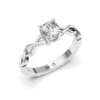 Anillo de Compromiso Solitario Enlace Platino Diamante Corte Brillante Anillo de Compromiso Solitario Enlace Platino Diamante Corte Brillante