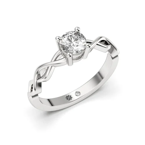 Anillo de Compromiso Solitario Enlace Platino Diamante Corte Brillante