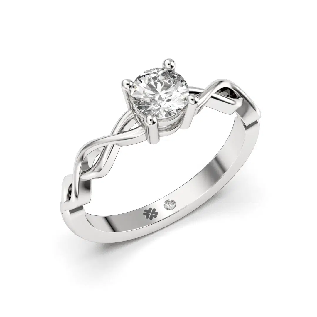 Anillo de Compromiso Solitario Enlace Platino Diamante Corte Brillante Anillo de Compromiso Solitario Enlace Platino Diamante Corte Brillante