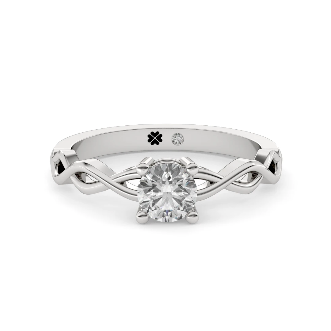 Anillo de Compromiso Solitario Enlace Platino Diamante Corte Brillante Anillo de Compromiso Solitario Enlace Platino Diamante Corte Brillante - Imagen 5