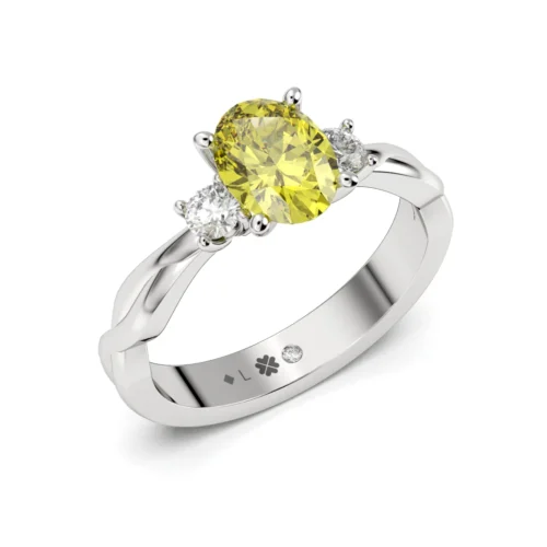 Anillo de Compromiso Tricillo Eternamente nosotros Platino Diamante Corte Ovalado