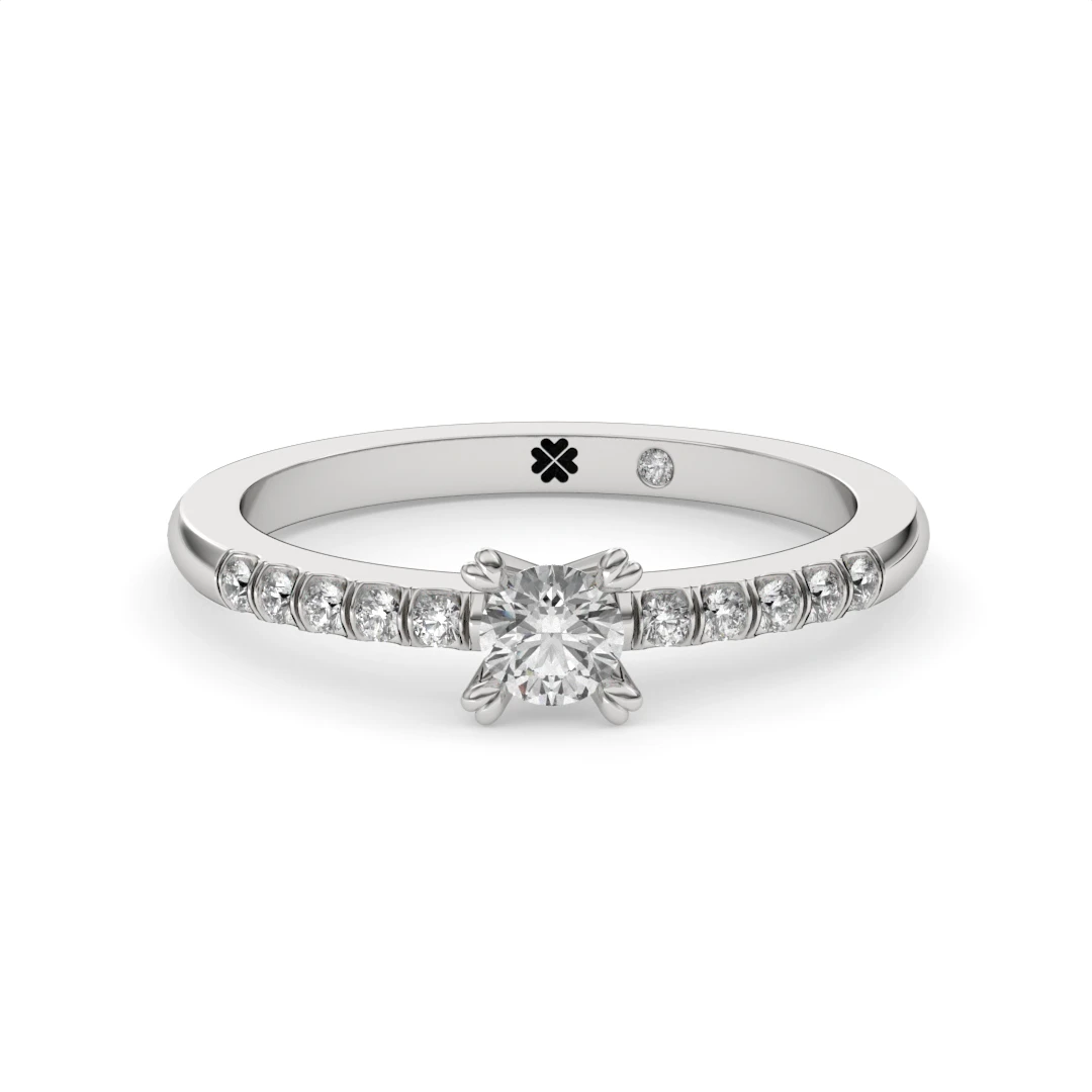 Anillo de Compromiso Solitario Eternidad Platino Diamante Corte Brillante Anillo de Compromiso Solitario Eternidad Platino Diamante Corte Brillante - Imagen 5
