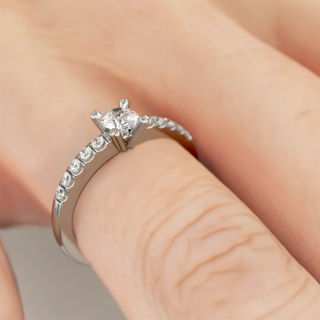 Anillo de Compromiso Solitario Eternidad Platino Diamante Corte Brillante Anillo de Compromiso Solitario Eternidad Platino Diamante Corte Brillante - Imagen 4