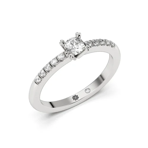 Anillo de Compromiso Solitario Eternidad Platino Diamante Corte Brillante Anillo de Compromiso Solitario Eternidad Platino Diamante Corte Brillante