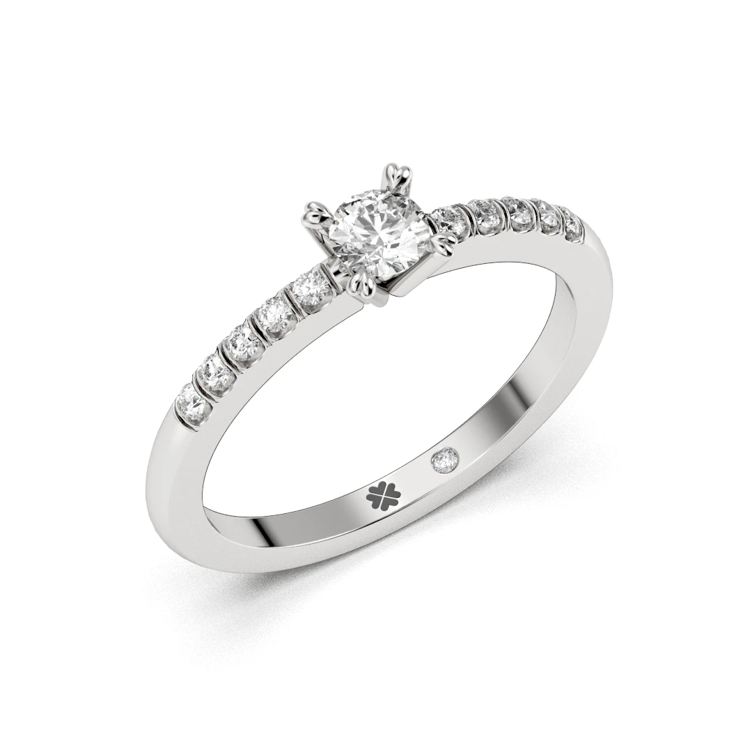 Anillo de Compromiso Solitario Eternidad Platino Diamante Corte Brillante Anillo de Compromiso Solitario Eternidad Platino Diamante Corte Brillante