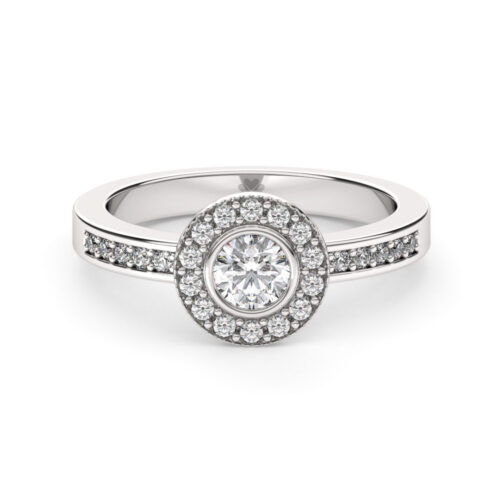 Anillo de Compromiso Halo Aeternus Platino Anillo de Compromiso Halo Aeternus Oro Blanco 18KT