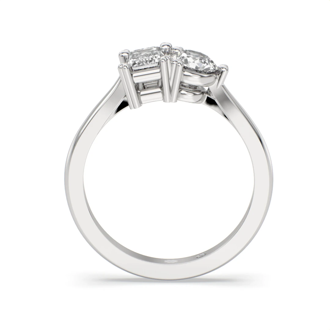 Anillo de Compromiso Duetto Juntos Platino Diamante Corte Brillante Diamante Corte Esmeralda Anillo de Compromiso Duetto Juntos Platino Diamante Corte Brillante Diamante Corte Esmeralda - Imagen 6