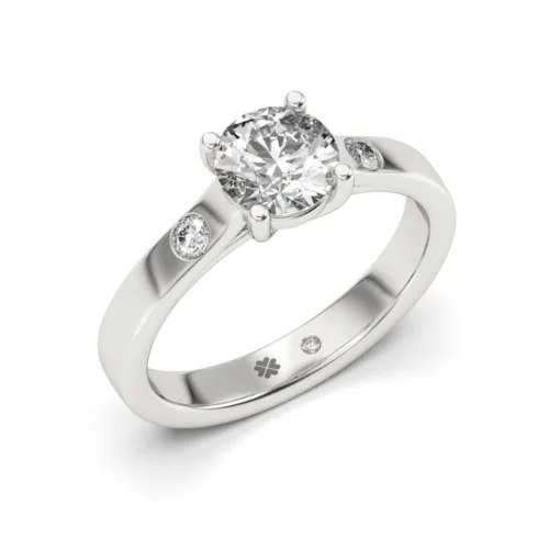 Anillo de Compromiso Solitario Latido Platino Diamante Corte Brillante