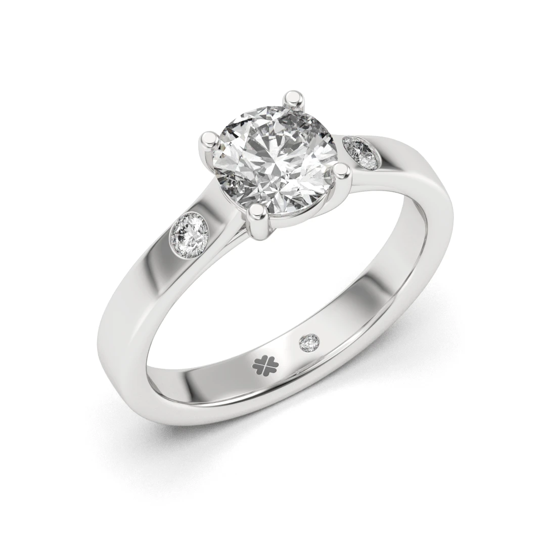 Anillo de Compromiso Solitario Latido Platino Diamante Corte Brillante Anillo de Compromiso Solitario Latido Platino Diamante Corte Brillante