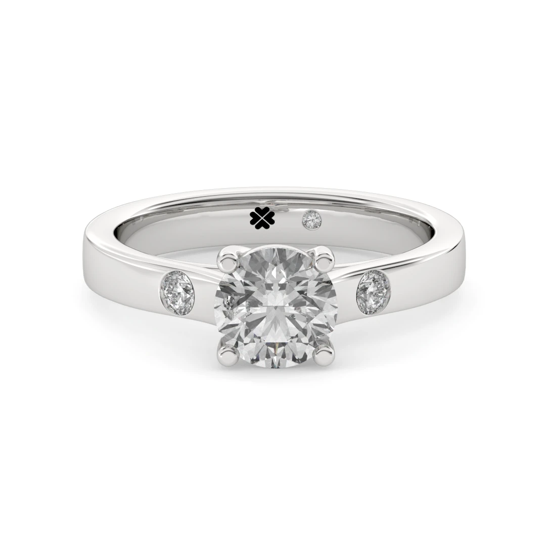 Anillo de Compromiso Solitario Latido Platino Diamante Corte Brillante Anillo de Compromiso Solitario Latido Platino Diamante Corte Brillante - Imagen 5