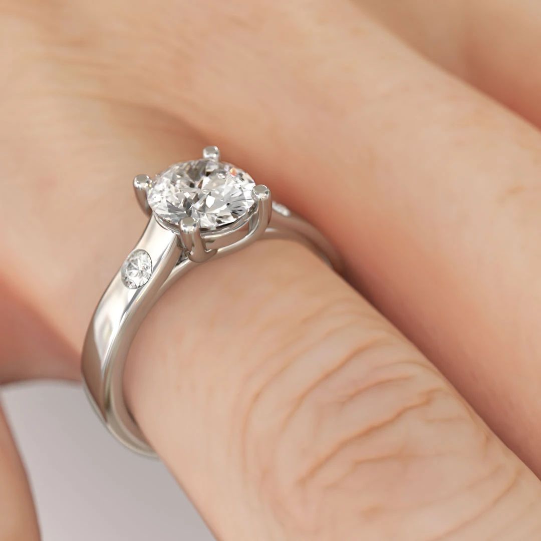 Anillo de Compromiso Solitario Latido Platino Diamante Corte Brillante Anillo de Compromiso Solitario Latido Platino Diamante Corte Brillante - Imagen 4