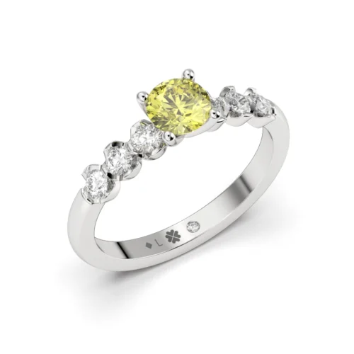 Anillo de Compromiso Solitario Lazos Platino Diamante Corte Brillante