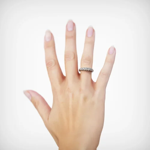 Alternative view of Anillo de Compromiso Quintillo Luz Platino Diamante Corte Brillante