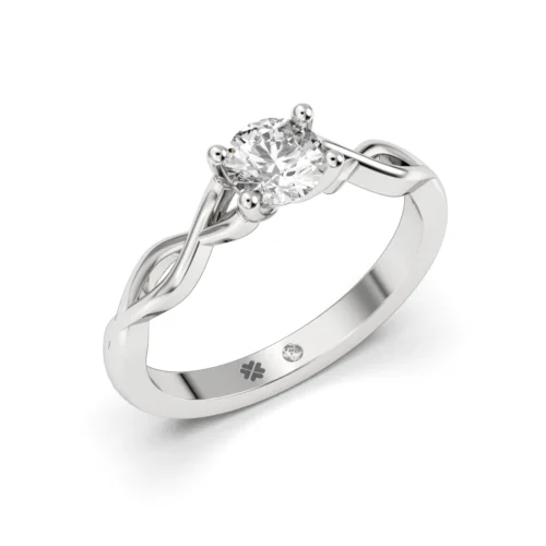Anillo de Compromiso Solitario Mar Platino Diamante Corte Brillante
