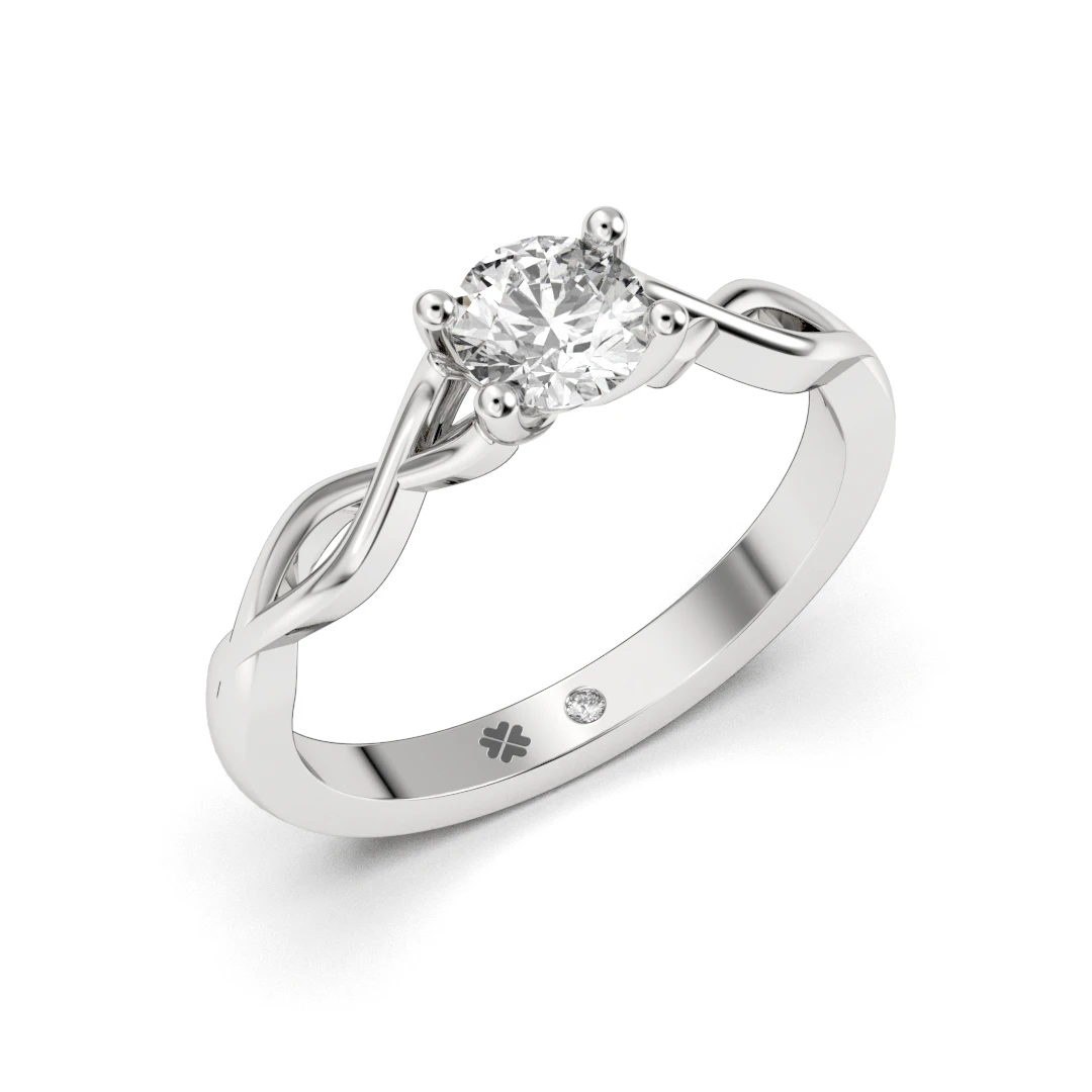 Anillo de Compromiso Solitario Mar Platino Diamante Corte Brillante Anillo de Compromiso Solitario Mar Platino Diamante Corte Brillante
