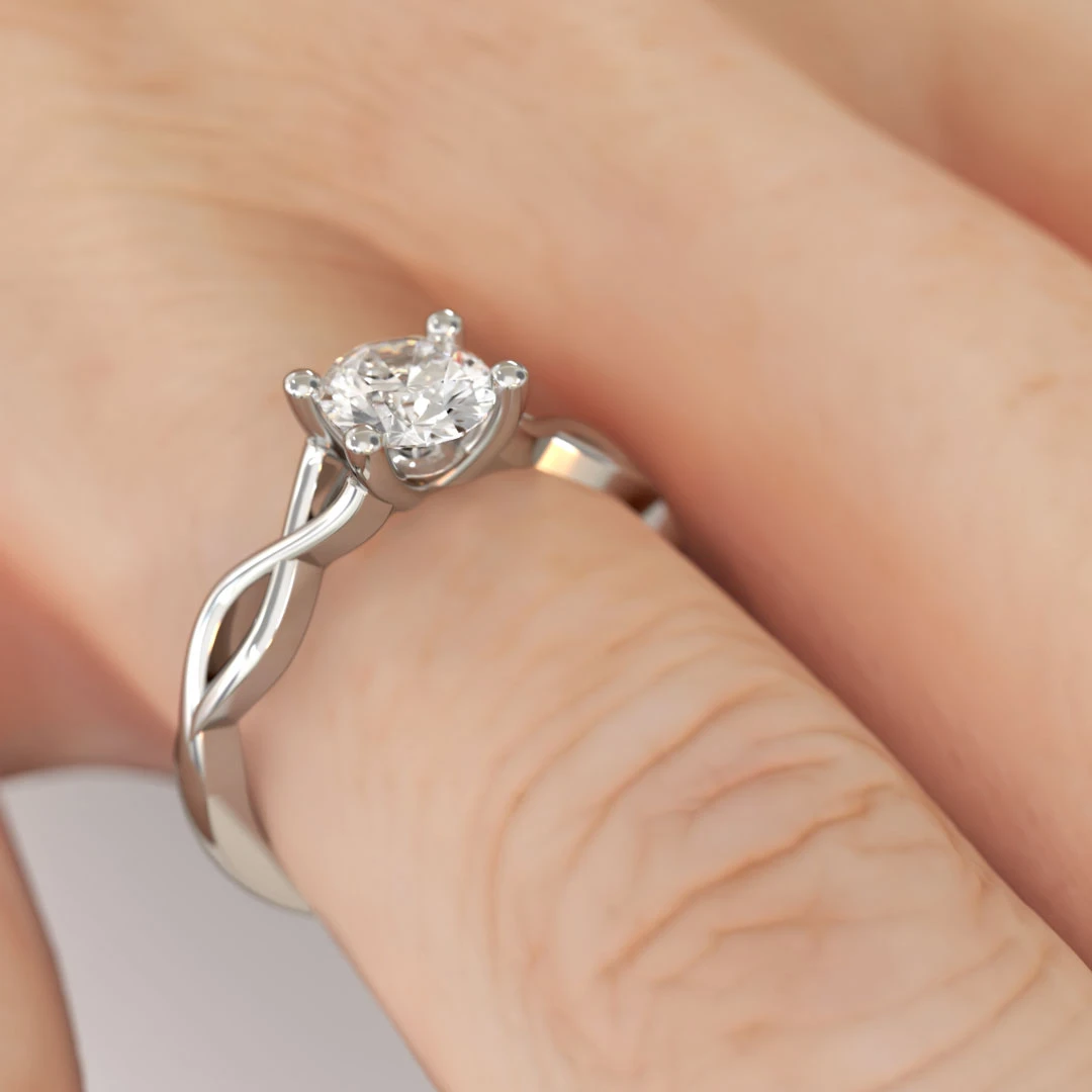 Anillo de Compromiso Solitario Mar Platino Diamante Corte Brillante Anillo de Compromiso Solitario Mar Platino Diamante Corte Brillante - Imagen 4