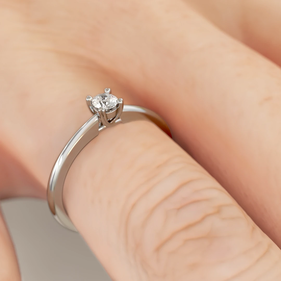 Anillo de Compromiso Solitario Momento Platino Diamante Corte Brillante Anillo de Compromiso Solitario Momento Platino Diamante Corte Brillante - Imagen 4