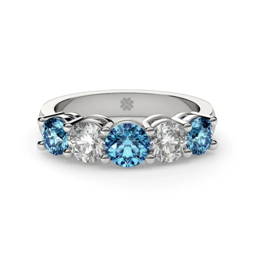 Anillo de Compromiso Quintillo Hibiscus Blue Oro Blanco 18kt