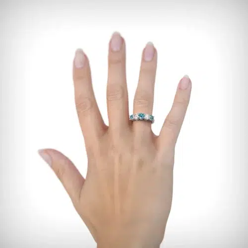 Alternative view of Anillo de Compromiso Quintillo Hibiscus Blue Oro Blanco 18kt