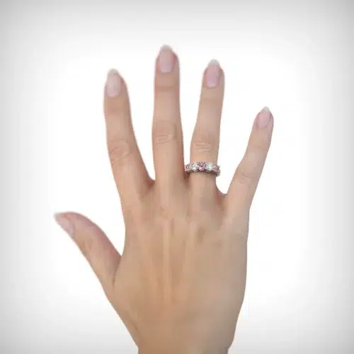 Alternative view of Anillo de Compromiso Quintillo Hibiscus Pink Oro Blanco 18kt