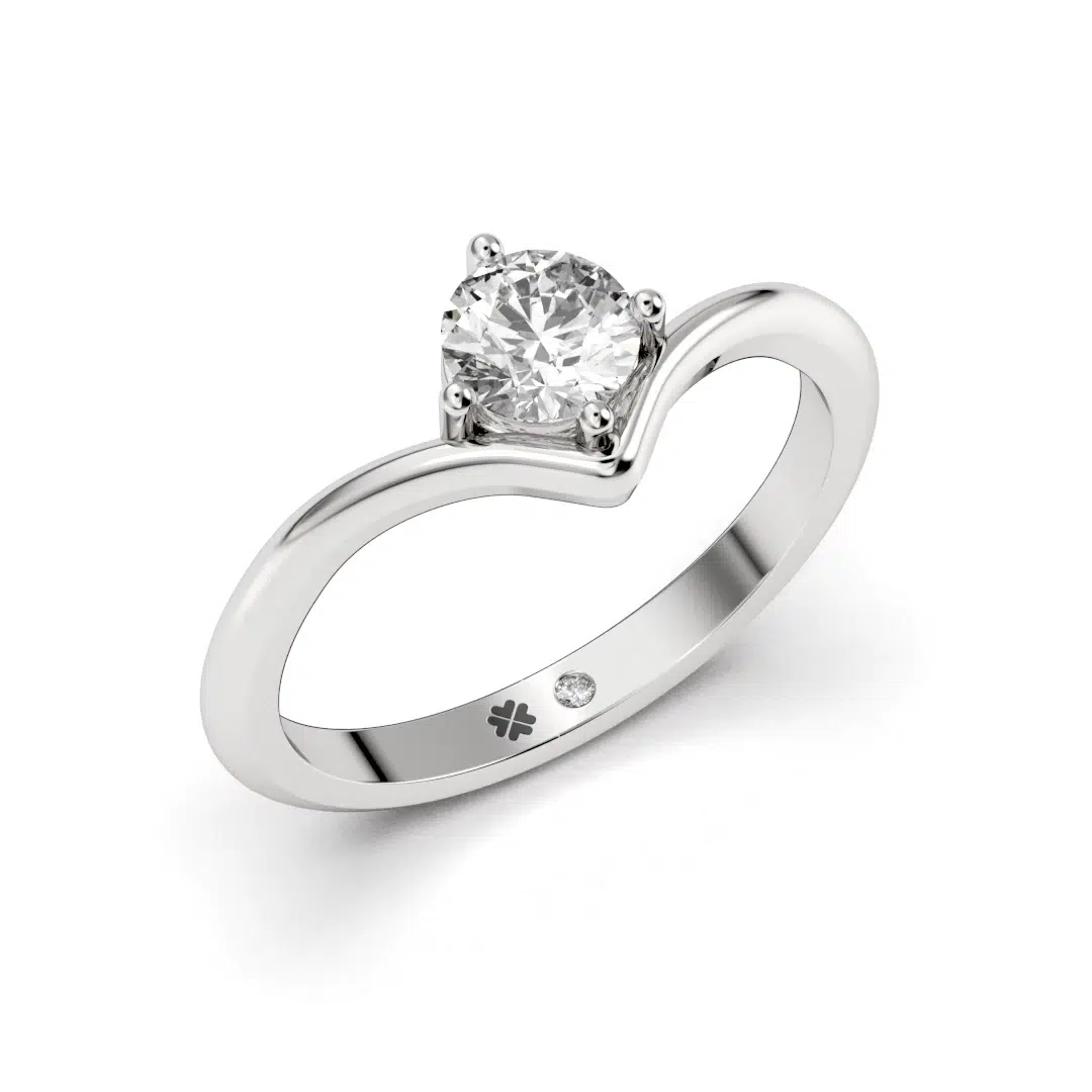 Anillo de Compromiso Solitario Reflejo Platino Diamante Corte Brillante Anillo de Compromiso Solitario Reflejo Platino Diamante Corte Brillante