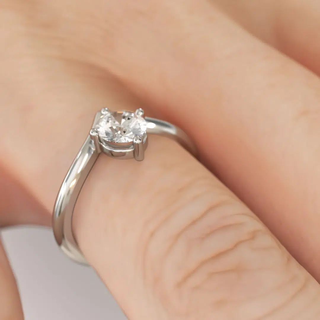 Anillo de Compromiso Solitario Reflejo Platino Diamante Corte Brillante Anillo de Compromiso Solitario Reflejo Platino Diamante Corte Brillante - Imagen 4