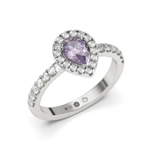 Anillo de Compromiso Halo Rocío Platino Zafiro Anillo de Compromiso Halo Rocío Platino Zafiro