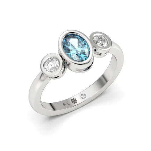 Anillo de Compromiso Tricillo Signo Platino Diamante Corte Ovalado