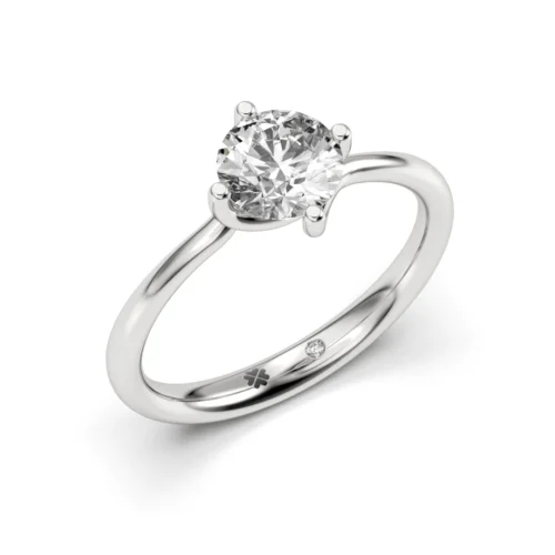 Anillo de Compromiso Solitario Vela Platino Diamante Corte Brillante