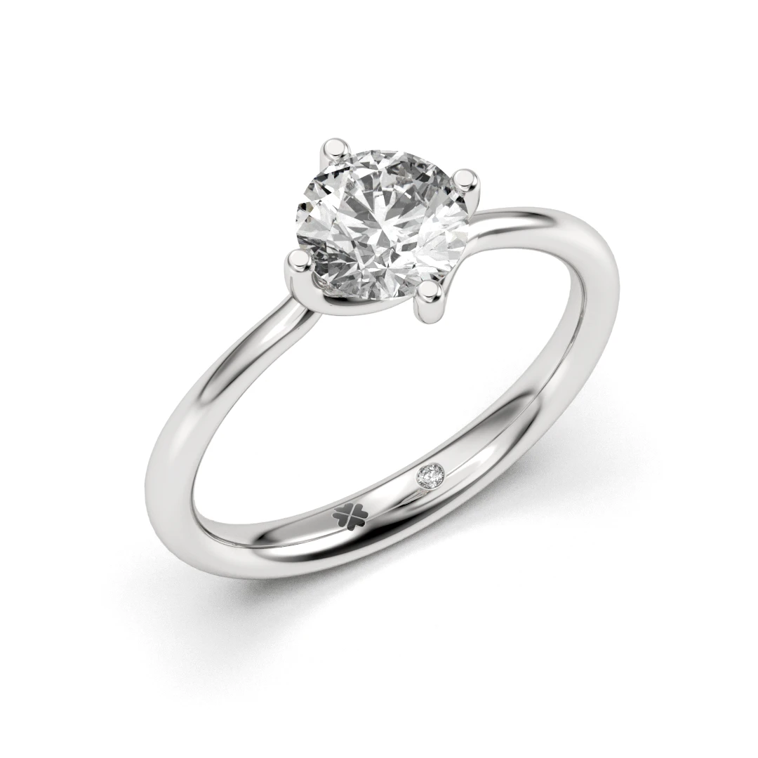 Anillo de Compromiso Solitario Vela Platino Diamante Corte Brillante Anillo de Compromiso Solitario Vela Platino Diamante Corte Brillante
