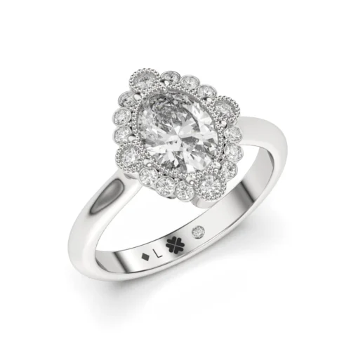 Anillo de Compromiso Vintage Juliette Platino Diamante Corte Ovalado
