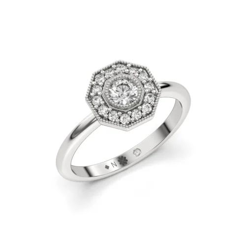 Anillo de Compromiso Vintage Madeleine Platino Diamante Corte Brillante